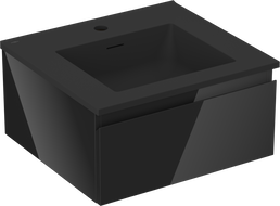 Mexen Orio koupelnová skříňka 50 cm s umyvadlem Otis, 1 zásuvka, černý lesk/černý mat - 91A10-05023-1-BF70-W18M71