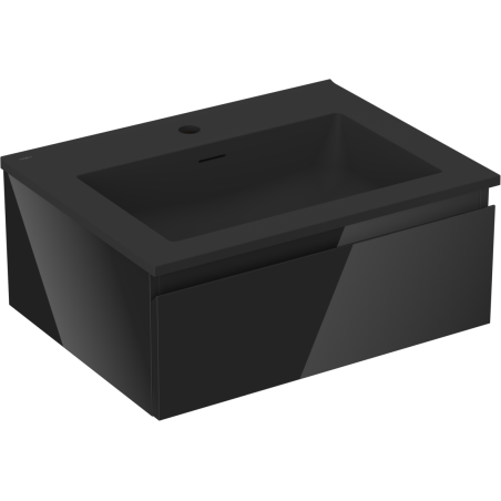 Mexen Orio koupelnová skříňka 60 cm s umyvadlem Otis, 1 zásuvka, černá lesk/černá mat - 91A10-06023-1-BF70-W18M71