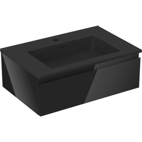 Mexen Orio koupelnová skříňka 70 cm s umyvadlem Otis, 1 zásuvka, černý lesk/černý mat - 91A10-07023-1-BF70-W18M71