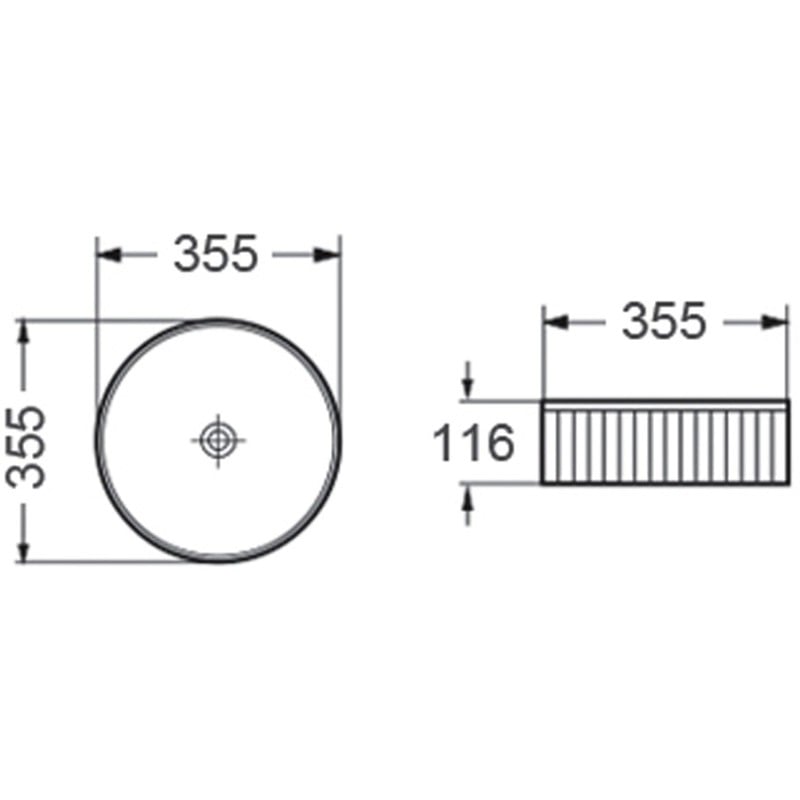 Mexen Grovo umyvadlo na desku rýhované 35 x 35 cm, černá mat - 22303585