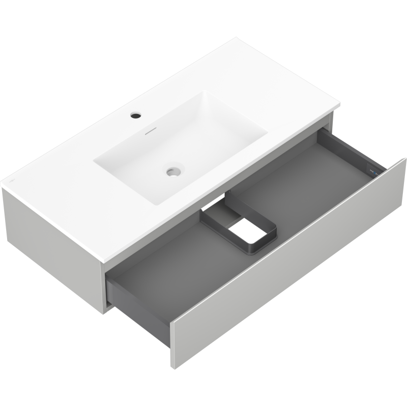 Mexen Orio koupelnová skříňka 100 cm s umyvadlem Otis, 1 zásuvka, šedá mat/bílá mat - 91A10-10023-1-BF62-W18M01