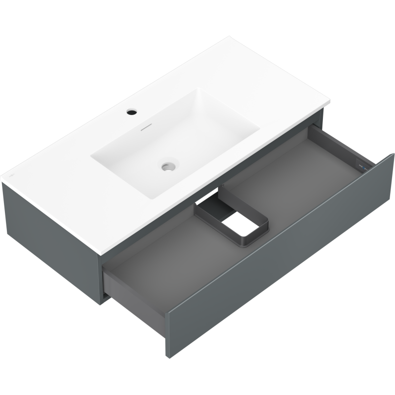 Mexen Orio koupelnová skříňka 100 cm s umyvadlem Otis, 1 zásuvka, matný grafit/bílá mat - 91A10-10023-1-BF66-W18M01