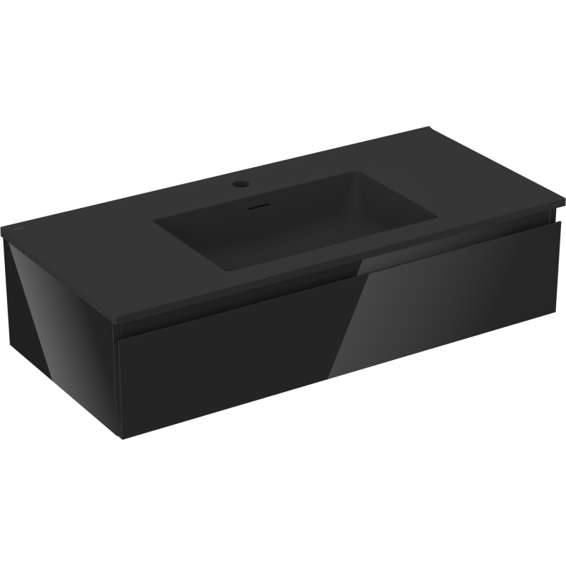 Mexen Orio koupelnová skříňka 100 cm s umyvadlem Otis, 1 zásuvka, černý lesk/černý mat - 91A10-10023-1-BF70-W18M71