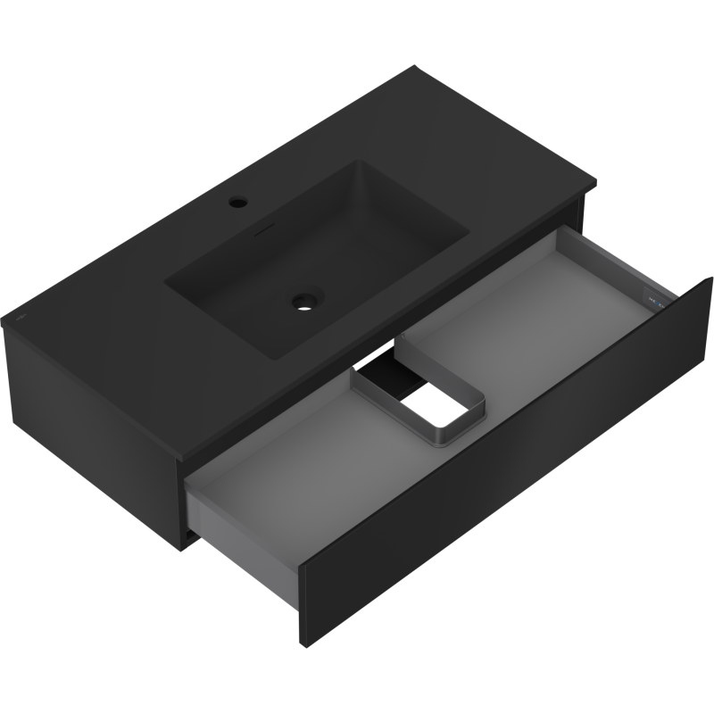 Mexen Orio koupelnová skříňka 100 cm s umyvadlem Otis, 1 zásuvka, černá mat - 91A10-10023-1-BF71-W18M71