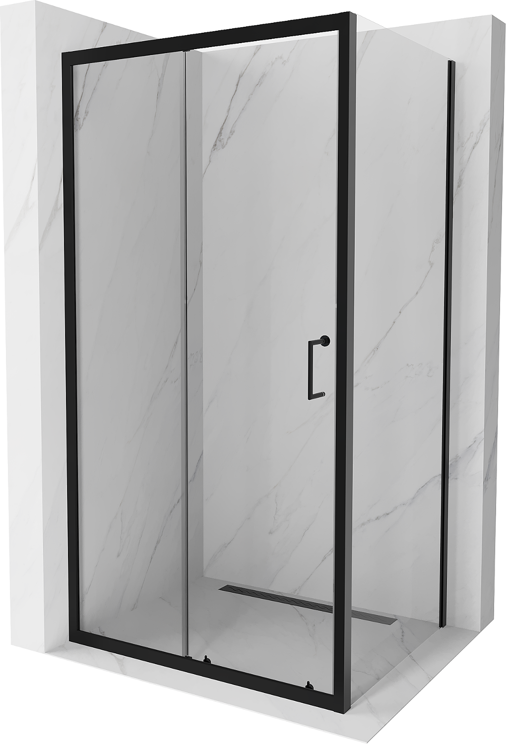 Mexen Apia rozsouvací sprchový kout 125 x 70 cm, Průhledné, Černá - 840-125-070-70-00