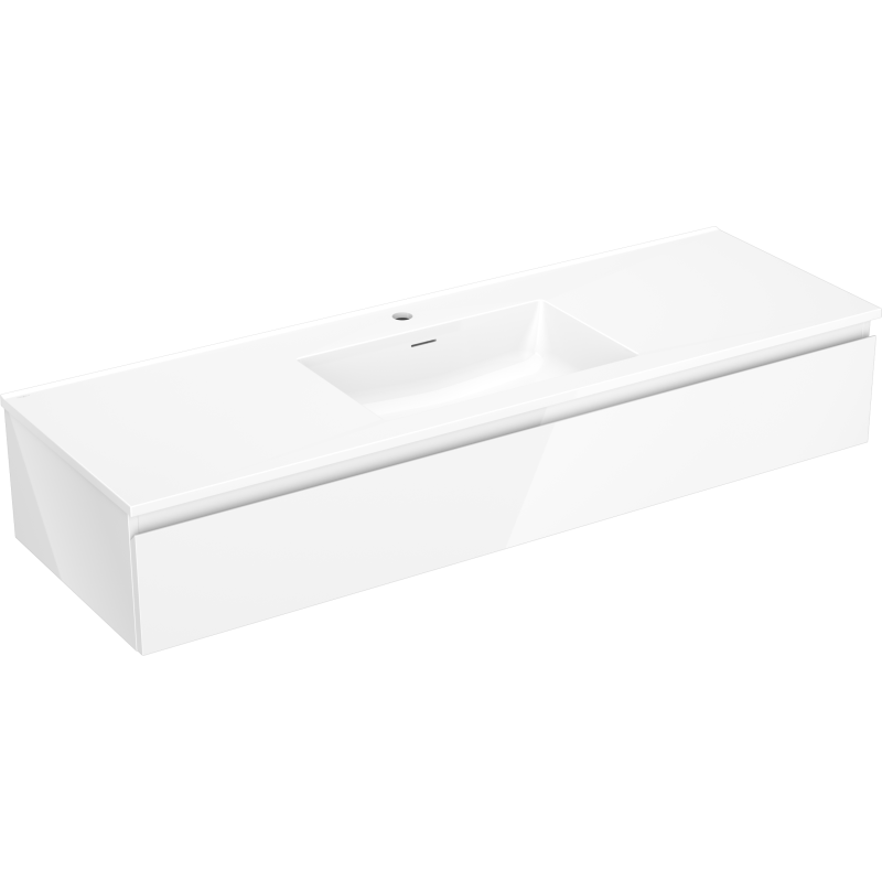 Mexen Orio koupelnová skříňka 140 cm s umyvadlem Otis, 1 zásuvka, bílý lesk - 91A10-14023-1-BF00-W18M00