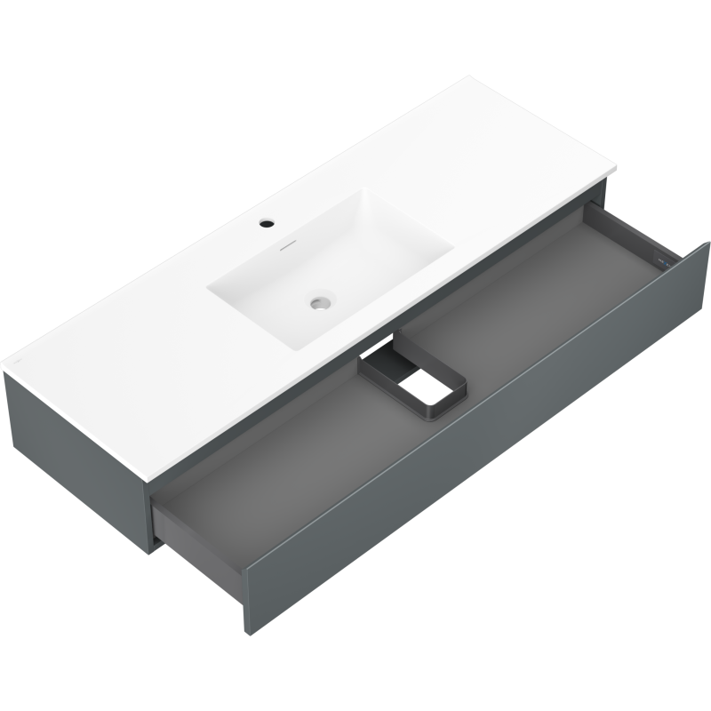 Mexen Orio koupelnová skříňka 140 cm s umyvadlem Otis, 1 zásuvka, grafit mat/bílá mat - 91A10-14023-1-BF66-W18M01