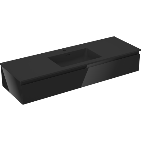Mexen Orio koupelnová skříňka 140 cm s umyvadlem Otis, 1 zásuvka, černý lesk/černý mat - 91A10-14023-1-BF70-W18M71
