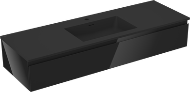 Mexen Orio koupelnová skříňka 140 cm s umyvadlem Otis, 1 zásuvka, černý lesk/černý mat - 91A10-14023-1-BF70-W18M71