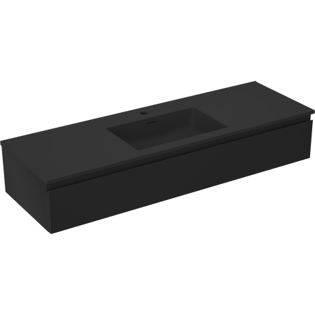 Mexen Orio skříňka do koupelny 140 cm s umyvadlem Otis, 1 zásuvka, černá mat - 91A10-14023-1-BF71-W18M71