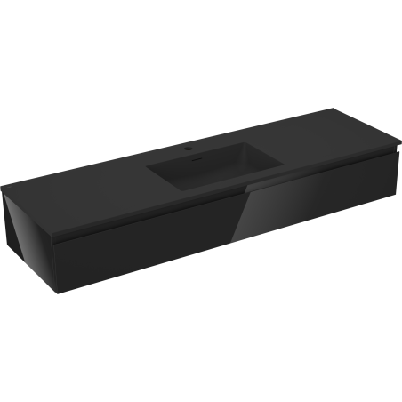 Mexen Orio koupelnová skříňka 160 cm s umyvadlem Otis, 1 zásuvka, černý lesk/černá mat - 91A10-16023-1-BF70-W18M71