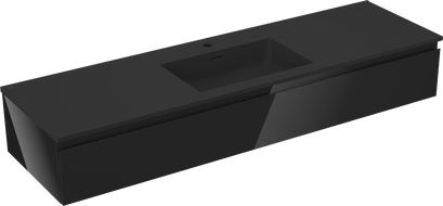 Mexen Orio koupelnová skříňka 160 cm s umyvadlem Otis, 1 zásuvka, černý lesk/černá mat - 91A10-16023-1-BF70-W18M71