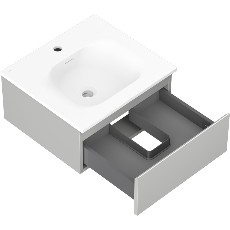 Mexen Orio koupelnová skříňka 50 cm s umyvadlem Vela, 1 zásuvka, šedá mat/bílá mat - 91A10-05023-1-BF62-W23M01