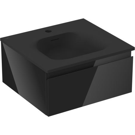 Mexen Orio koupelnová skříňka 50 cm s umyvadlem Vela, 1 zásuvka, černý lesk/černý mat - 91A10-05023-1-BF70-W23M71