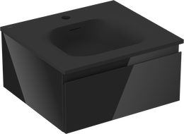 Mexen Orio koupelnová skříňka 50 cm s umyvadlem Vela, 1 zásuvka, černý lesk/černý mat - 91A10-05023-1-BF70-W23M71