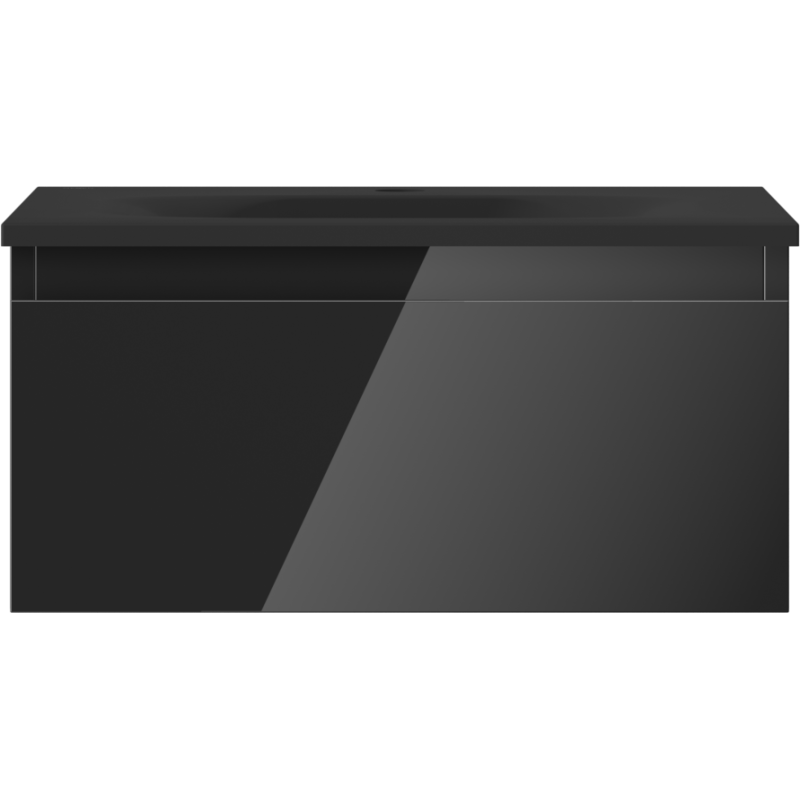 Mexen Orio koupelnová skříňka 50 cm s umyvadlem Vela, 1 zásuvka, černý lesk/černý mat - 91A10-05023-1-BF70-W23M71
