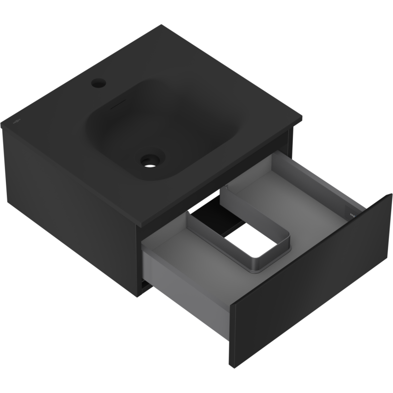 Mexen Orio koupelnová skříňka 50 cm s umyvadlem Vela, 1 zásuvka, černá mat - 91A10-05023-1-BF71-W23M71