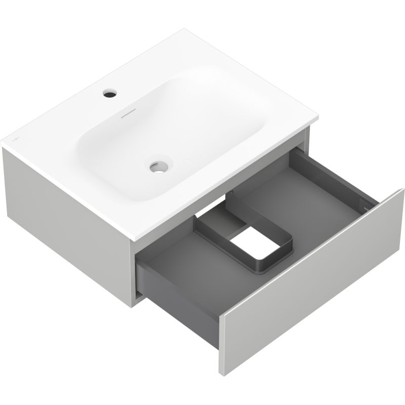 Mexen Orio koupelnová skříňka 60 cm s umyvadlem Vela, 1 zásuvka, šedá matná/bílá matná - 91A10-06023-1-BF62-W23M01