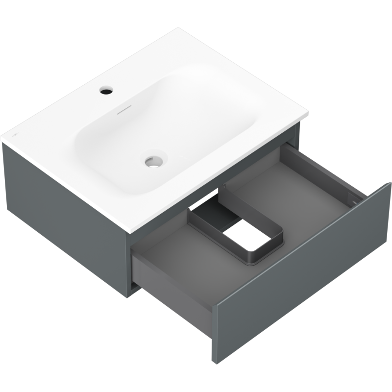 Mexen Orio koupelnová skříňka 60 cm s umyvadlem Vela, 1 zásuvka, grafit matná/bílá matná - 91A10-06023-1-BF66-W23M01