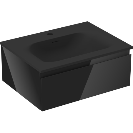 Mexen Orio koupelnová skříňka 60 cm s umyvadlem Vela, 1 zásuvka, černý lesk/černá mat - 91A10-06023-1-BF70-W23M71