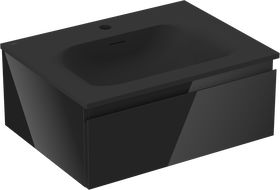 Mexen Orio koupelnová skříňka 60 cm s umyvadlem Vela, 1 zásuvka, černý lesk/černá mat - 91A10-06023-1-BF70-W23M71