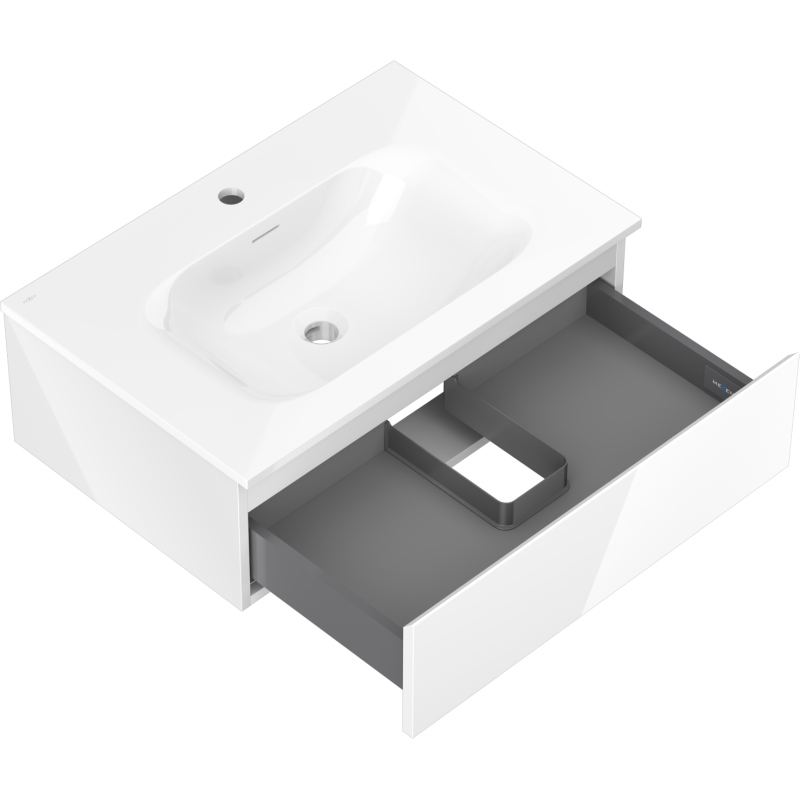 Mexen Orio koupelnová skříňka 70 cm s umyvadlem Vela, 1 zásuvka, bílý lesk - 91A10-07023-1-BF00-W23M00