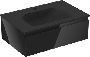 Mexen Orio koupelnová skříňka 70 cm s umyvadlem Vela, 1 zásuvka, černý lesk/černý mat - 91A10-07023-1-BF70-W23M71