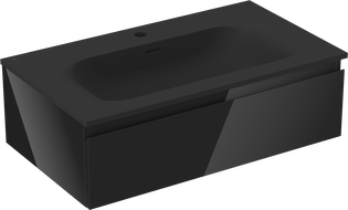 Mexen Orio koupelnová skříňka 80 cm s umyvadlem Vela, 1 zásuvka, černý lesk/černý mat - 91A10-08023-1-BF70-W23M71