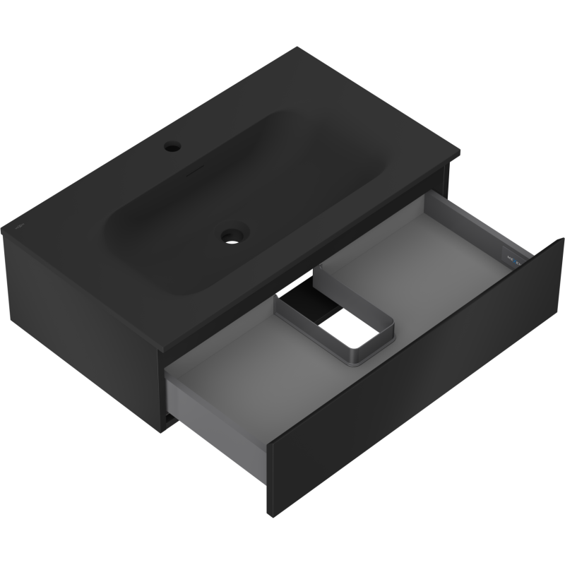 Mexen Orio koupelnová skříňka 80 cm s umyvadlem Vela, 1 zásuvka, černá mat - 91A10-08023-1-BF71-W23M71