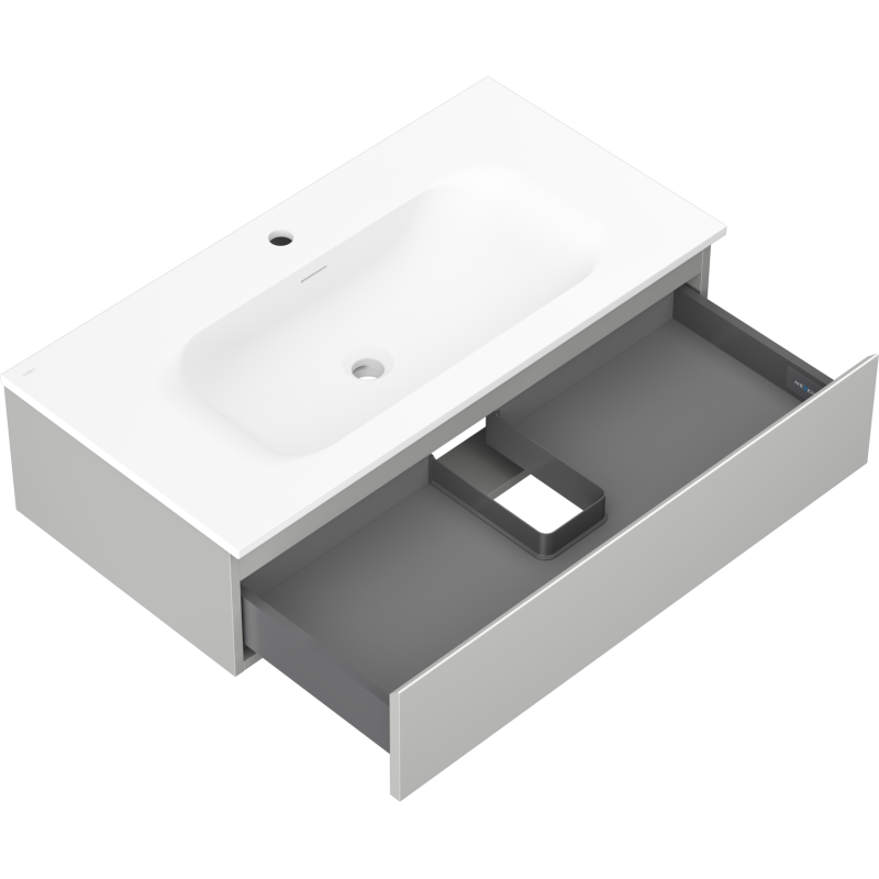 Mexen Orio koupelnová skříňka 90 cm s umyvadlem Vela, 1 zásuvka, šedá matná/bílá matná - 91A10-09023-1-BF62-W23M01