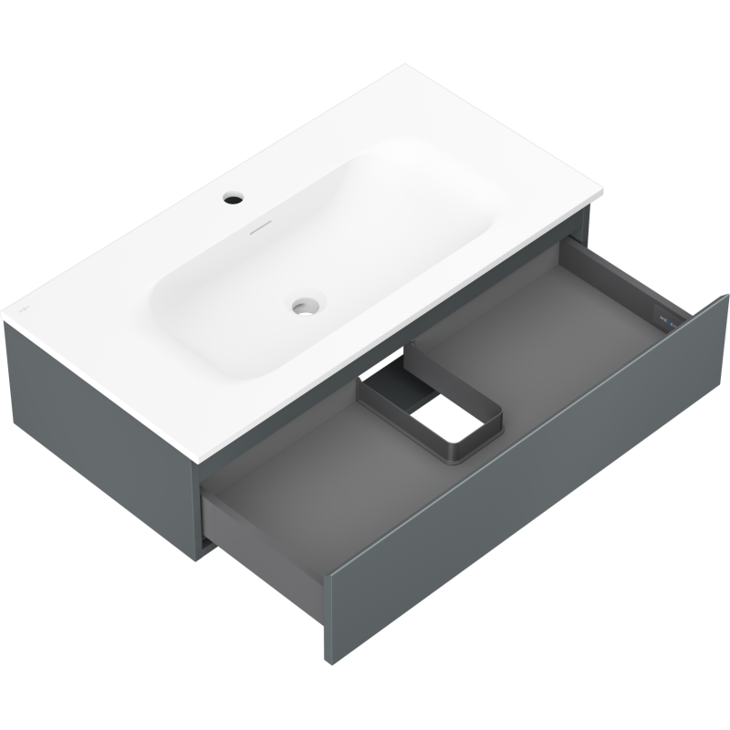 Mexen Orio koupelnová skříňka 90 cm s umyvadlem Vela, 1 zásuvka, grafitová matná/bílá matná - 91A10-09023-1-BF66-W23M01