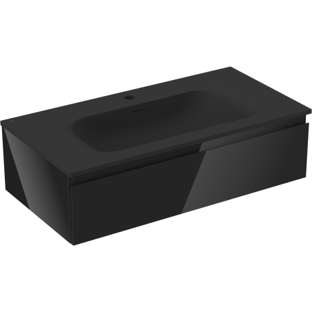 Mexen Orio koupelnová skříňka 90 cm s umyvadlem Vela, 1 zásuvka, černý lesk/černý mat - 91A10-09023-1-BF70-W23M71