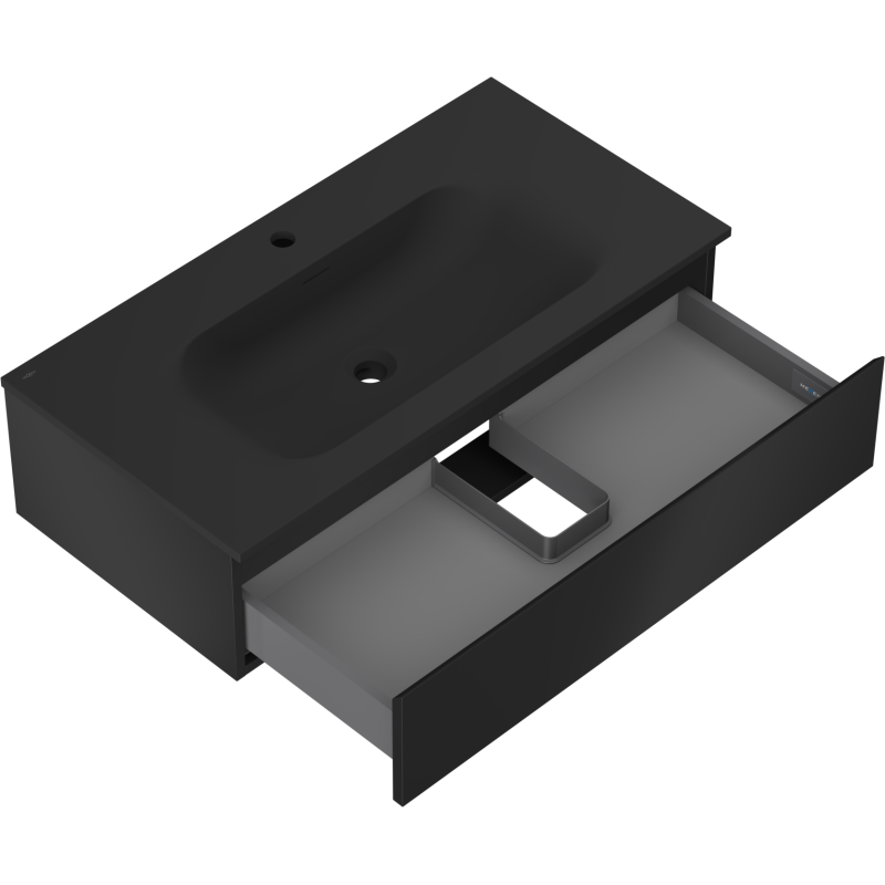 Mexen Orio koupelnová skříňka 90 cm s umyvadlem Vela, 1 zásuvka, černá mat - 91A10-09023-1-BF71-W23M71