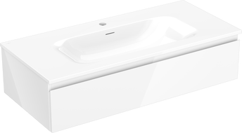 Mexen Orio koupelnová skříňka 100 cm s umyvadlem Vela, 1 zásuvka, bílý lesk - 91A10-10023-1-BF00-W23M00