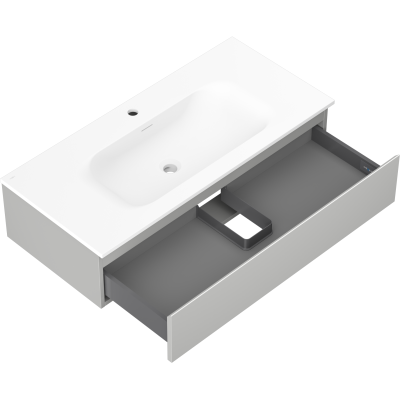 Mexen Orio koupelnová skříňka 100 cm s umyvadlem Vela, 1 zásuvka, šedá mat/bílá mat - 91A10-10023-1-BF62-W23M01