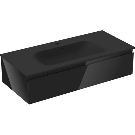 Mexen Orio koupelnová skříňka 100 cm s umyvadlem Vela, 1 zásuvka, černý lesk/černý mat - 91A10-10023-1-BF70-W23M71