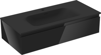 Mexen Orio koupelnová skříňka 100 cm s umyvadlem Vela, 1 zásuvka, černý lesk/černý mat - 91A10-10023-1-BF70-W23M71