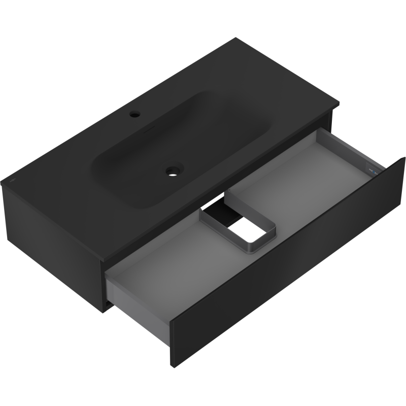 Mexen Orio koupelnová skříňka 100 cm s umyvadlem Vela, 1 zásuvka, černá mat - 91A10-10023-1-BF71-W23M71