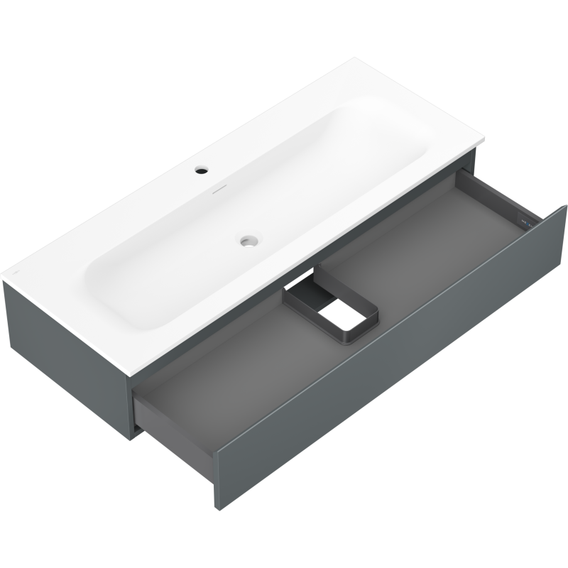 Mexen Orio koupelnová skříňka 120 cm s umyvadlem Vela, 1 zásuvka, grafit mat/bílá mat - 91A10-12023-1-BF66-W23M01