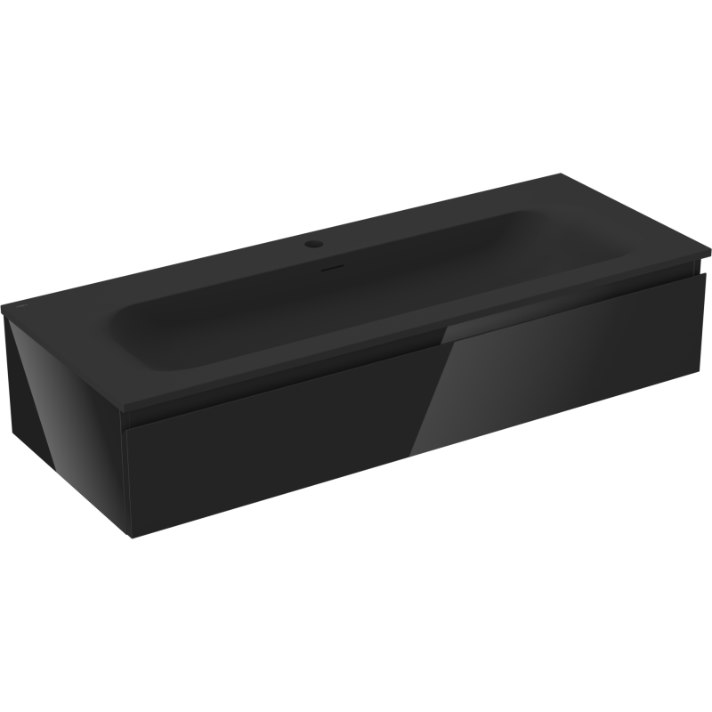 Mexen Orio koupelnová skříňka 120 cm s umyvadlem Vela, 1 zásuvka, černý lesk/černý mat - 91A10-12023-1-BF70-W23M71