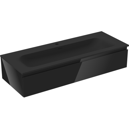 Mexen Orio koupelnová skříňka 120 cm s umyvadlem Vela, 1 zásuvka, černý lesk/černý mat - 91A10-12023-1-BF70-W23M71