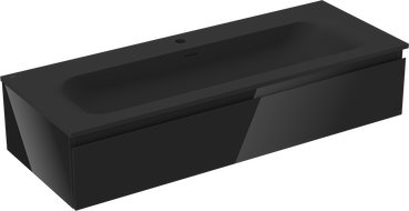 Mexen Orio koupelnová skříňka 120 cm s umyvadlem Vela, 1 zásuvka, černý lesk/černý mat - 91A10-12023-1-BF70-W23M71