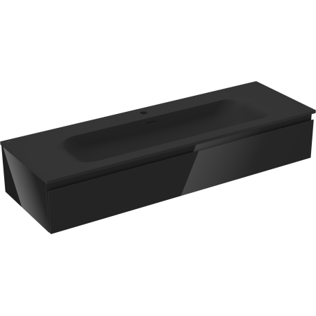 Mexen Orio koupelnová skříňka 140 cm s umyvadlem Vela, 1 zásuvka, černý lesk/černý mat - 91A10-14023-1-BF70-W23M71