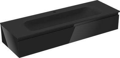 Mexen Orio koupelnová skříňka 140 cm s umyvadlem Vela, 1 zásuvka, černý lesk/černý mat - 91A10-14023-1-BF70-W23M71