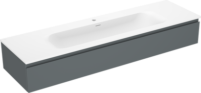 Mexen Orio koupelnová skříňka 160 cm s umyvadlem Vela, 1 zásuvka, grafit mat/bílá mat - 91A10-16023-1-BF66-W23M01