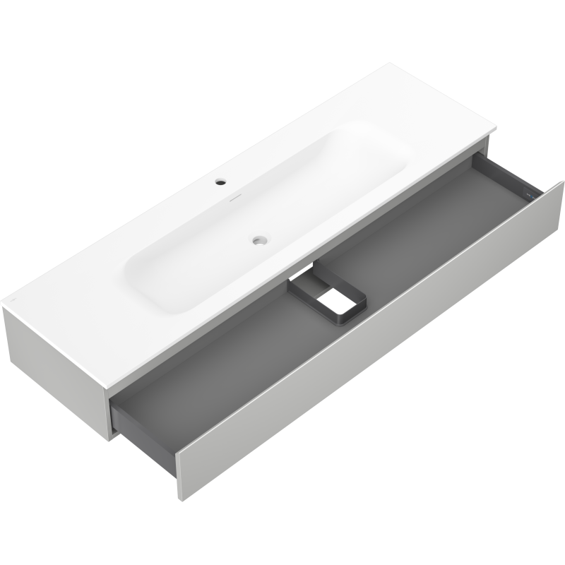 Mexen Orio koupelnová skříňka 160 cm s umyvadlem Vela, 1 zásuvka, šedá mat/bílá mat - 91A10-16023-1-BF62-W23M01