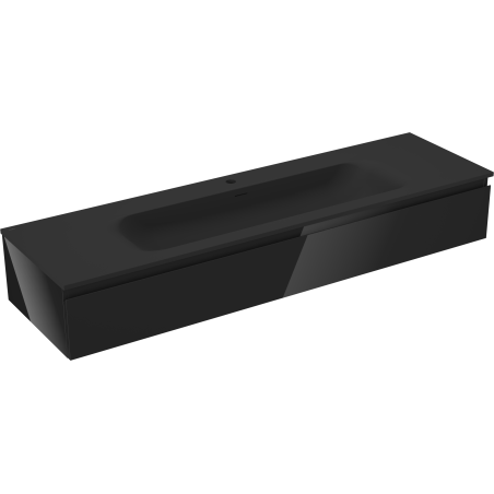 Mexen Orio koupelnová skříňka 160 cm s umyvadlem Vela, 1 zásuvka, černý lesk/černý mat - 91A10-16023-1-BF70-W23M71