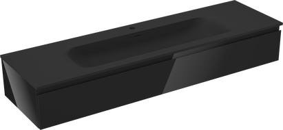 Mexen Orio koupelnová skříňka 160 cm s umyvadlem Vela, 1 zásuvka, černý lesk/černý mat - 91A10-16023-1-BF70-W23M71