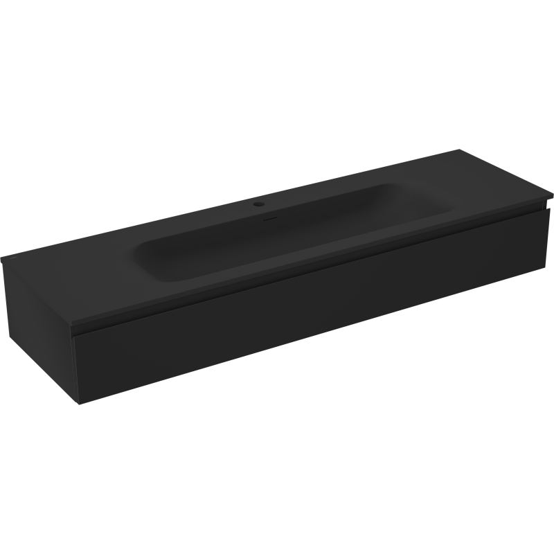 Mexen Orio koupelnová skříňka 160 cm s umyvadlem Vela, 1 zásuvka, černá matná - 91A10-16023-1-BF71-W23M71