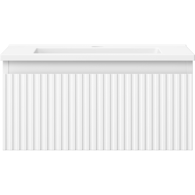 Mexen Rivel koupelnová skříňka 50 cm s umyvadlem Otis, 1 zásuvka, drážkovaná, bílá matná - 91A20-05023-1-BF01-W18M01